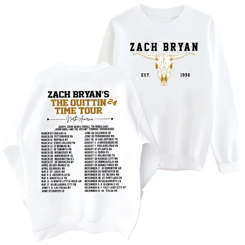 The Quittin Time Tour 2024 White Crewneck